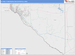 El Paso Metro Area Digital Map Color Cast Style